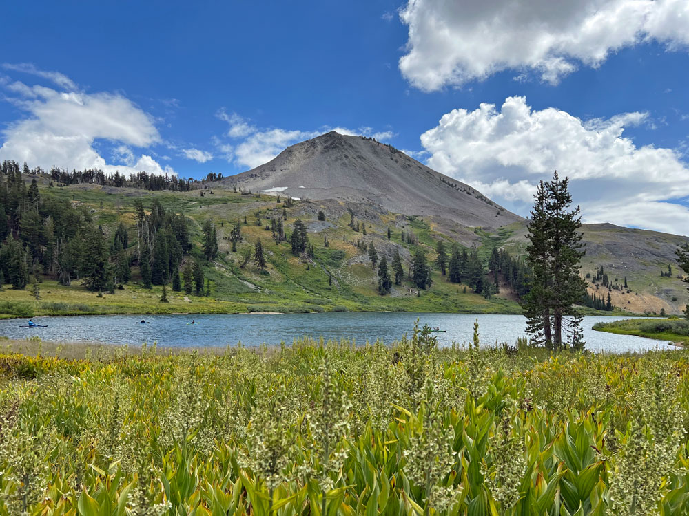 Looking across Upper Highland Lake at the remaining snow patches