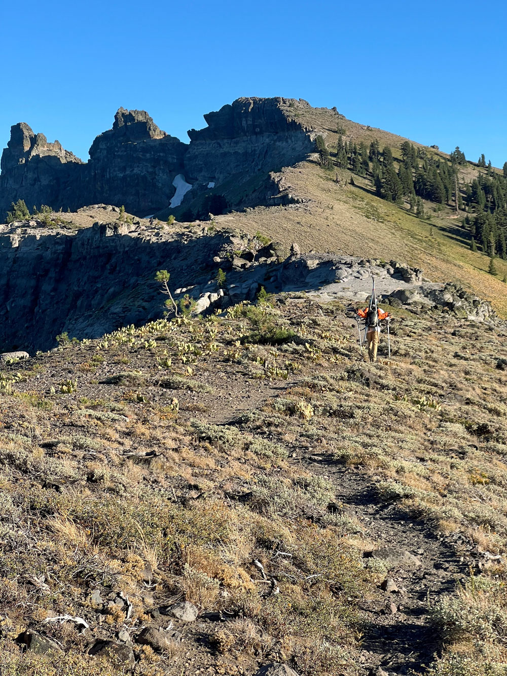 Spence below Castle Peak on the hike back out